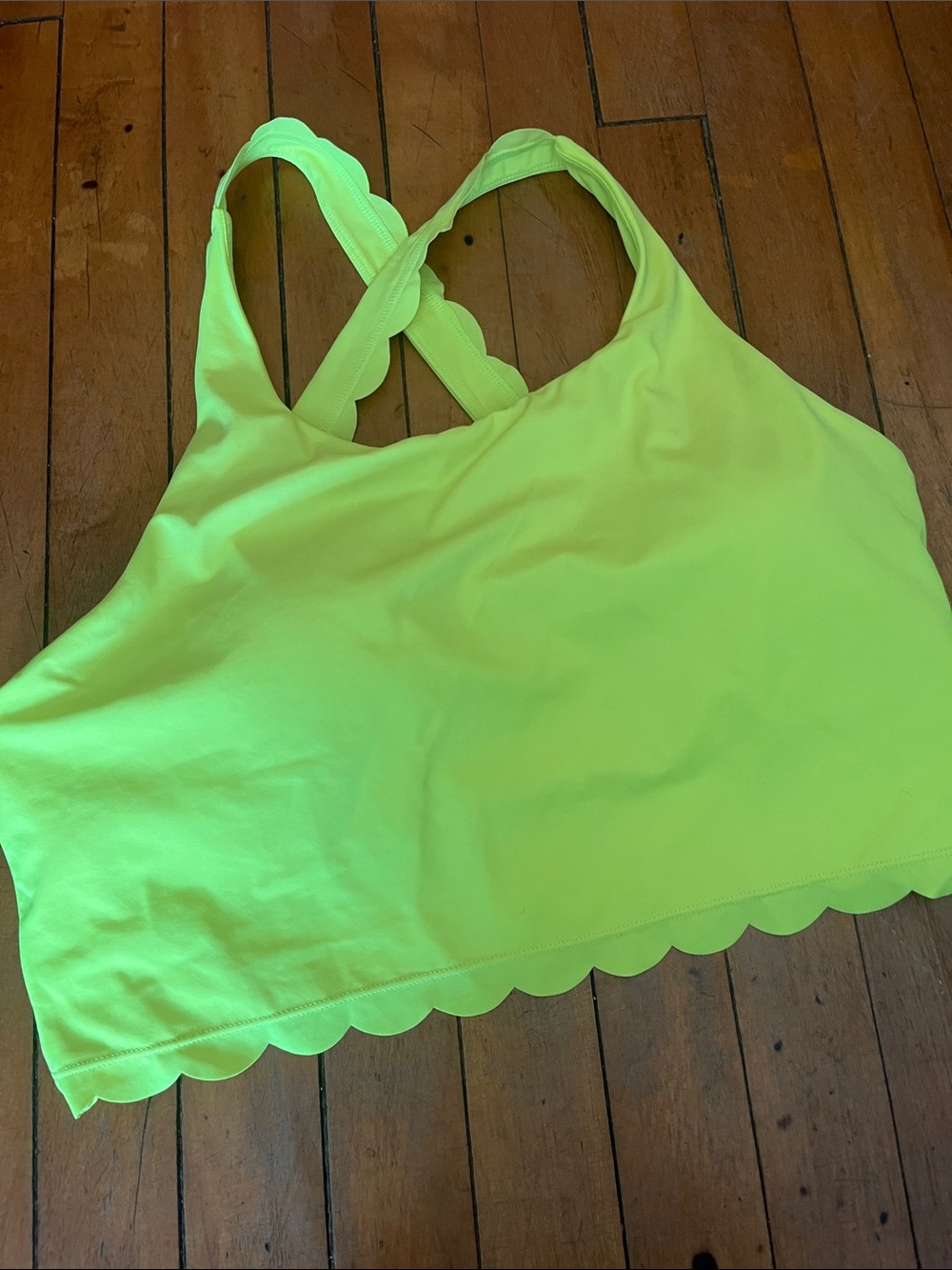 Kiava Neon Yellow Scalloped swim halter Tank